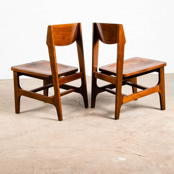 Mid Century Modern Dining Chairs Set of 4 Solid Walnut American Vintage Armchair - Image 4