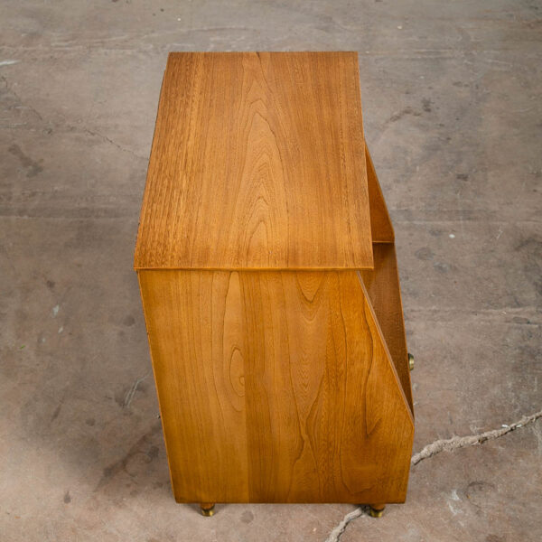 Mid Century Modern Nightstand End Table Side Solid Wood Drawer LA Period Brass - Image 5