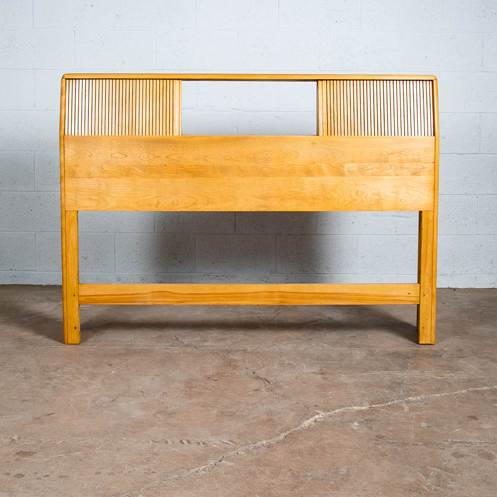 Mid Century Modern Headboard Bed Frame Full Heywood Wakefield Blonde Tambour Storage - Image 3