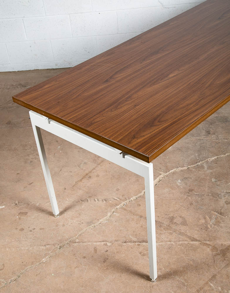 Mid Century Modern Conference Work Table Antenna Knoll Walnut White Desk 96x30 - Image 4