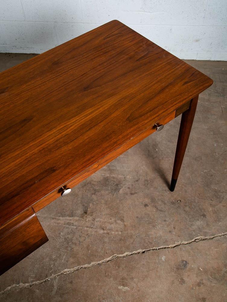 Mid Century Modern Desk Solid Walnut Executive Office Ace Hi 3 Drawer Floating - Image 8