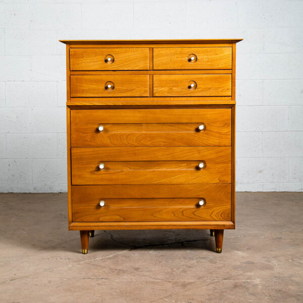Mid Century Modern Highboy Dresser Solid Wood 5 Drawers LA Period Furniture Mcm - Image 3