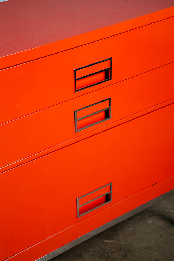 Mid Century Modern Dresser Chest Metal Solid Salmon Pink Red Steelcase Vintage - Image 9