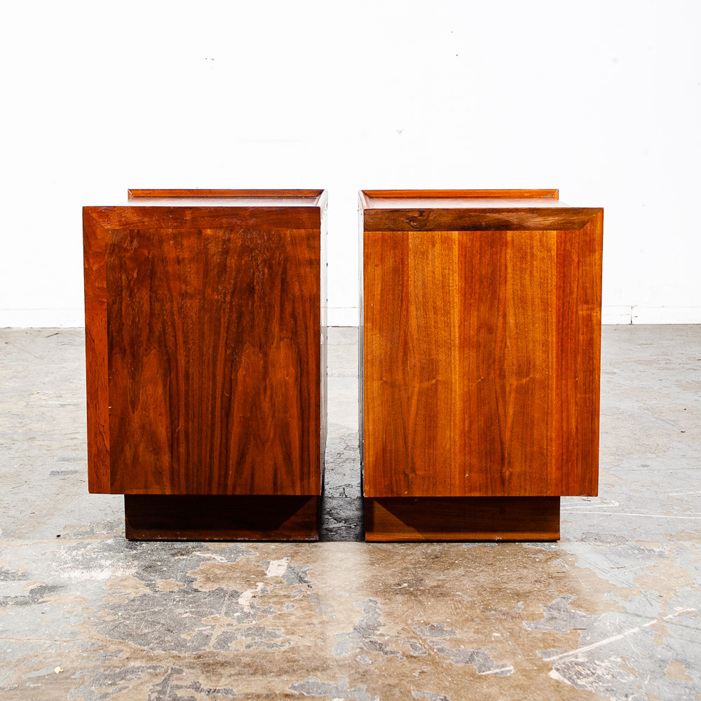 Mid Century Modern Nightstands End Side Tables Dillingham Esprit Walnut Drawer - Image 6