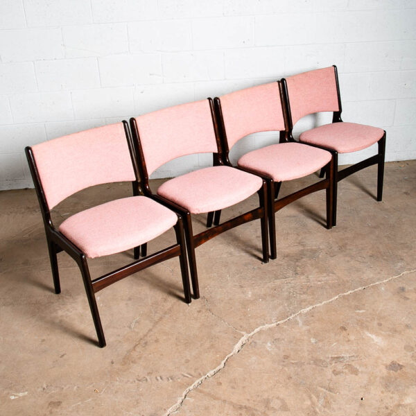 Mid Century Danish Modern Dining Chairs Set 4 Johannes Andersen Salmon Pink Mcm - Image 3