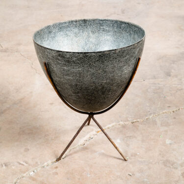 Mid Century Modern Planter Kimball Bullet Round Atomic Plant Stand Elephant Grey