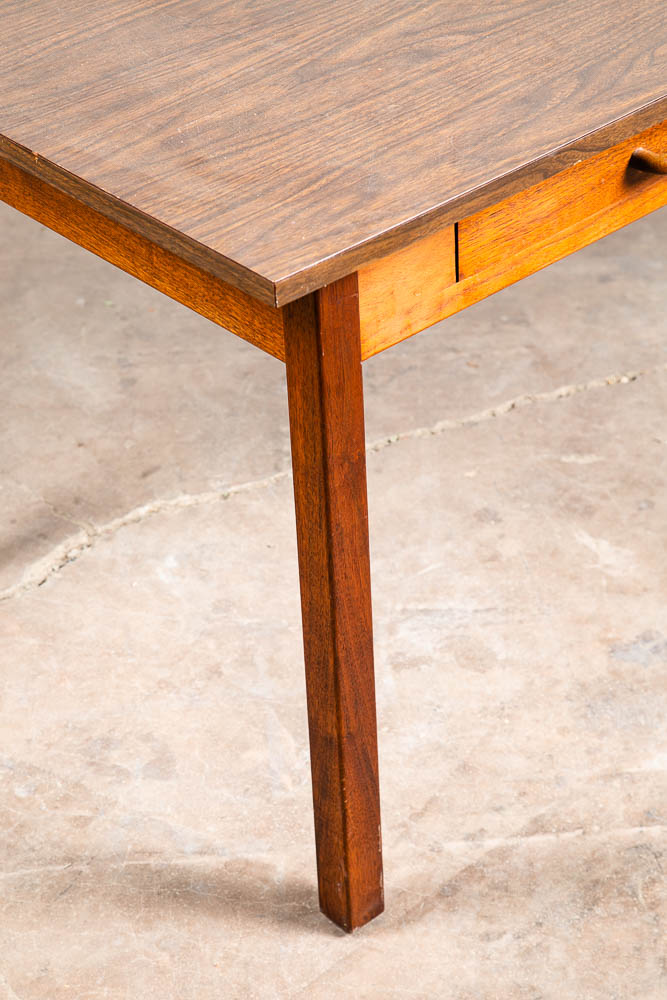 Mid Century Modern Writing Table Desk Office Solid Walnut Writing 2 Drawer Mcm - Image 10
