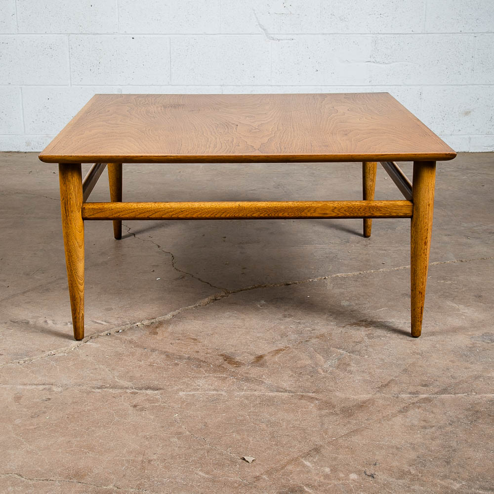 Mid Century Modern Coffee Table Square Bleached Walnut Heritage Henredon Vintage - Image 2