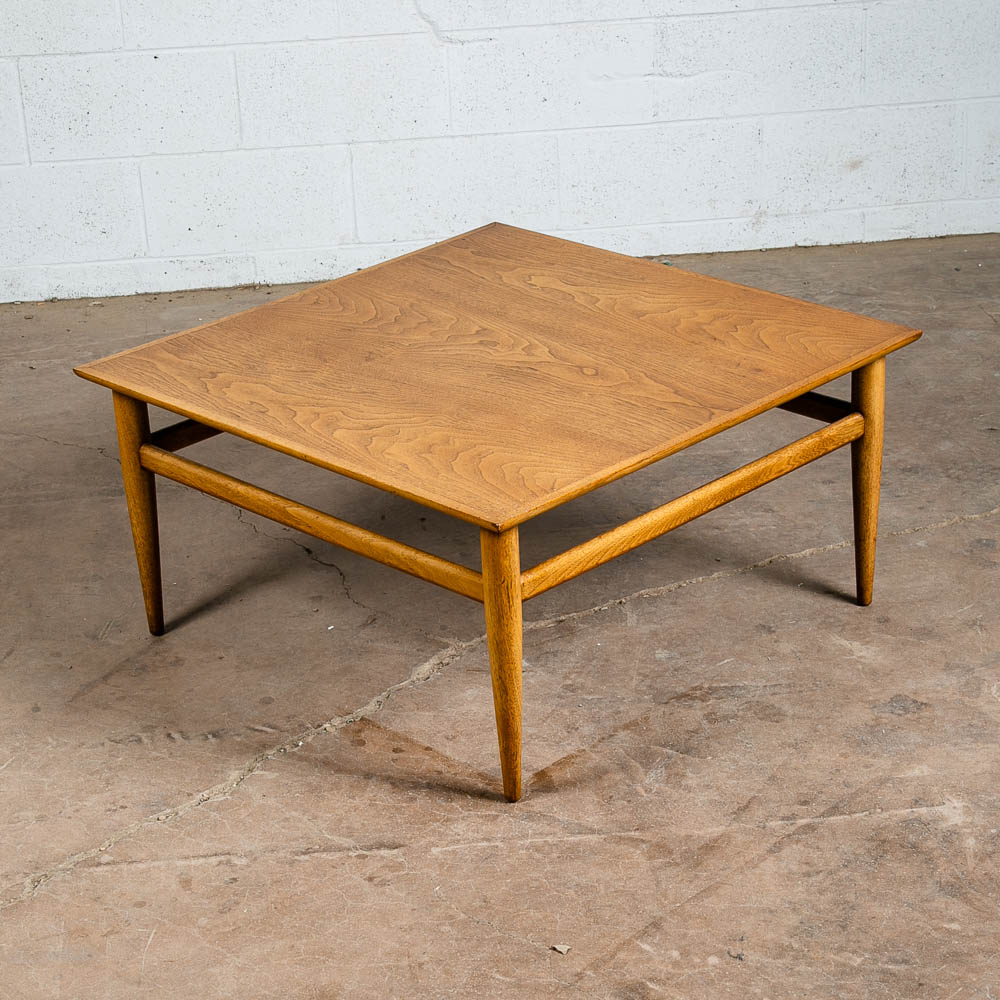 Mid Century Modern Coffee Table Square Bleached Walnut Heritage Henredon Vintage