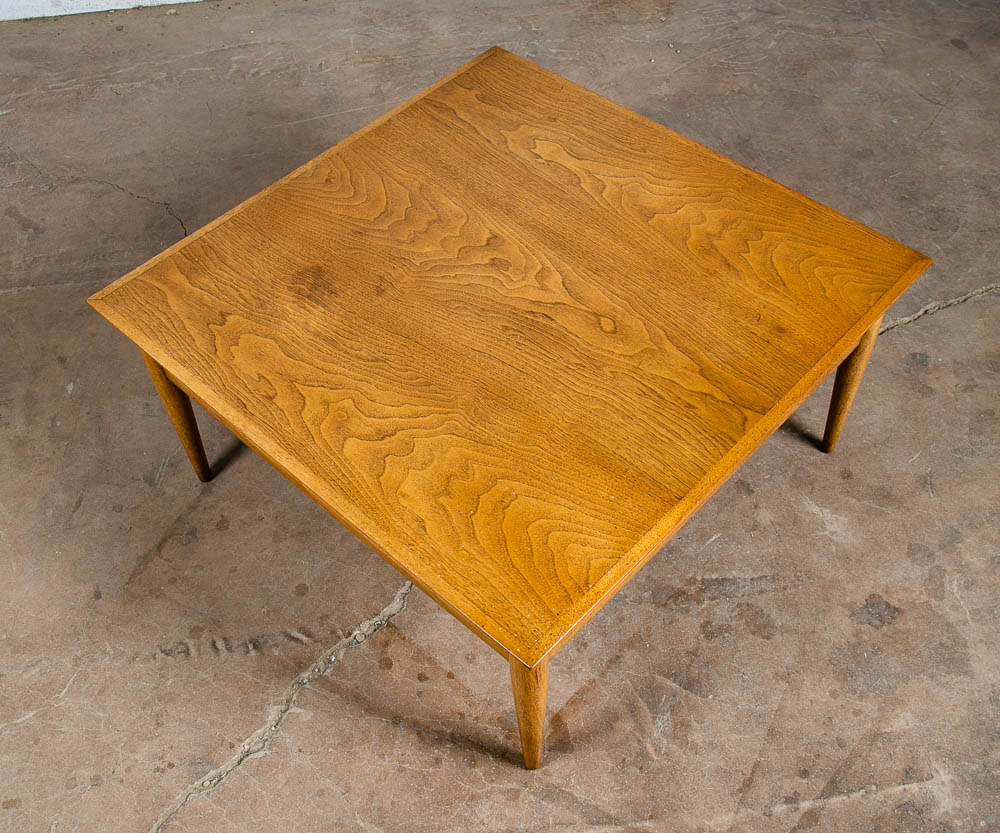 Mid Century Modern Coffee Table Square Bleached Walnut Heritage Henredon Vintage - Image 3