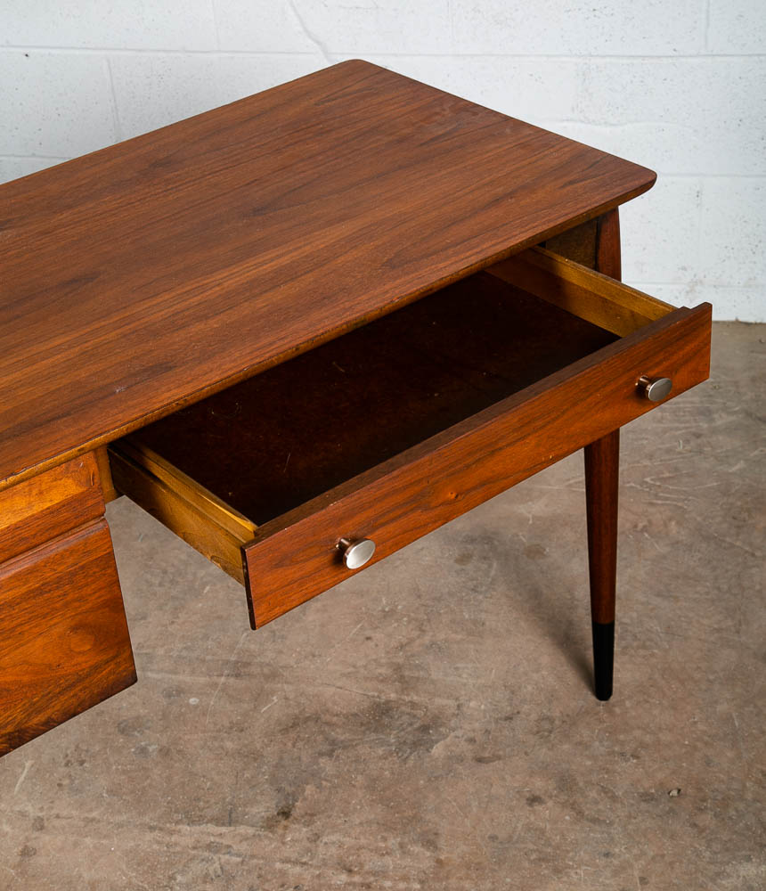 Mid Century Modern Desk Solid Walnut Executive Office Ace Hi 3 Drawer Floating - Image 11