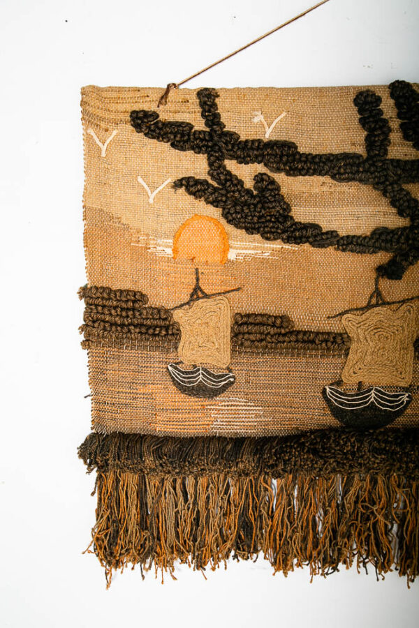 Mid Century Modern Tapestry Wall Hanging Abstract Don Freedman Original Art Boat - Image 5
