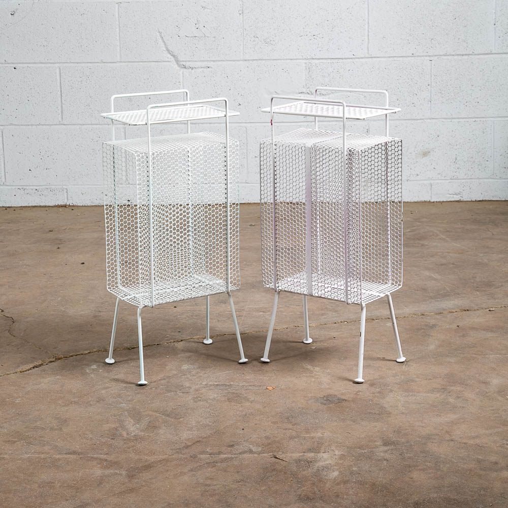 Mid Century Modern End Table Set Side Metal Record Vinyl Storage Phone Pair Two - Image 3
