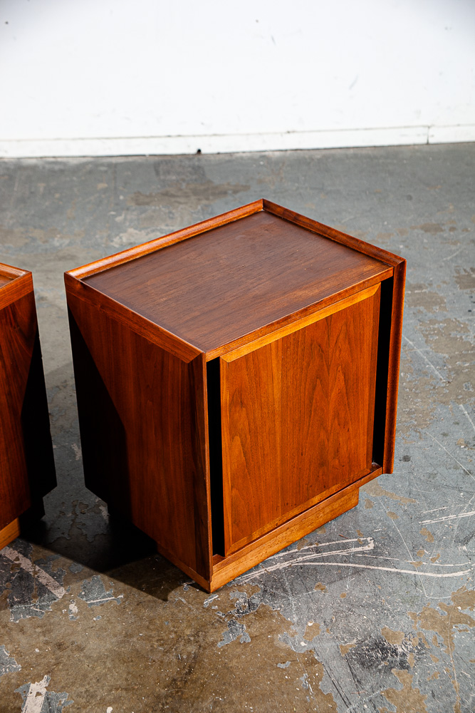 Mid Century Modern Nightstands End Side Tables Dillingham Esprit Walnut Drawer - Image 7