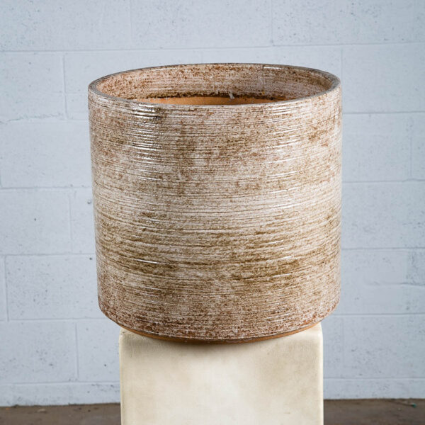 Mid Century Modern Planter AC-15 Grey Brown Large Gainey Ceramic Vintage Round
