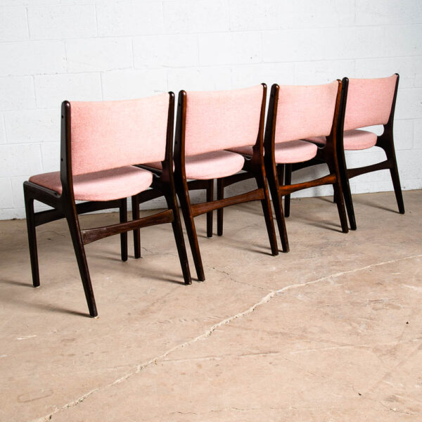 Mid Century Danish Modern Dining Chairs Set 4 Johannes Andersen Salmon Pink Mcm - Image 2