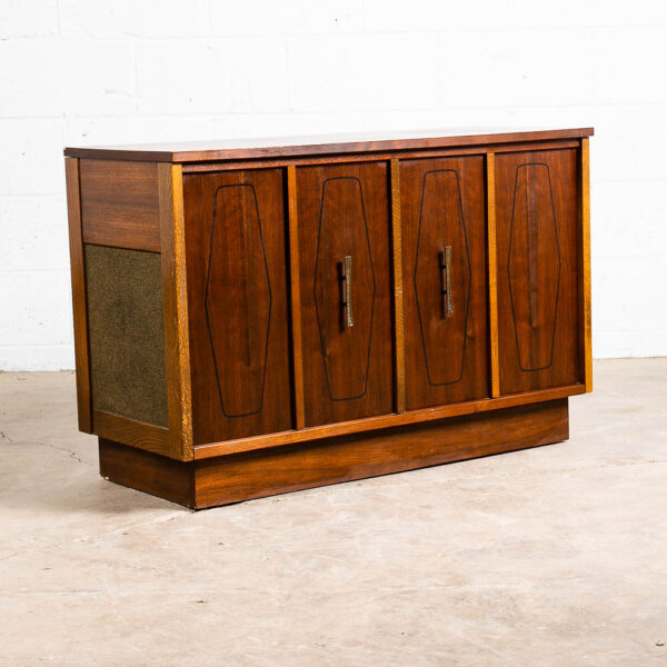 Mid Century Modern Credenza Stereo Console Symphonic Walnut Record Player Wood - Image 2