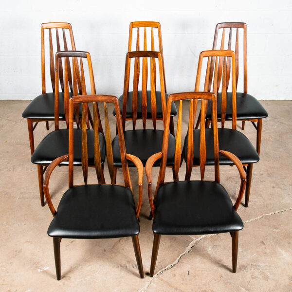 Mid Century Danish Modern Dining Chairs Set 8 Kofoed Eva Armchairs Rosewood Mcm