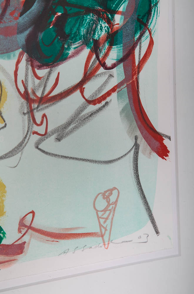 Mid Century Modern Art Serigraph Abstract Faces #53/120 Signed Yellow Green Red - Image 7