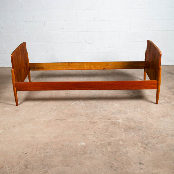 Mid Century Danish Modern Bed Frame Sm Single Teak Denmark Sculpted Legs Oak - Image 4