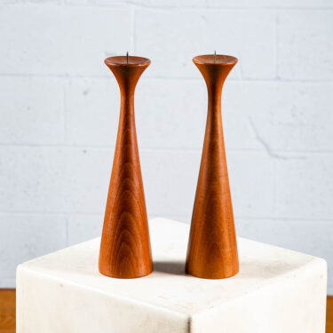 Mid Century Danish Modern Candleholder Dansk Solid Teak Needle Vintage Denmark