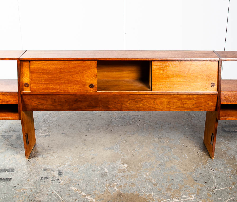 Mid Century Modern Headboard Bed Full Floating Nightstand Milo Baughman Glenn - Image 10