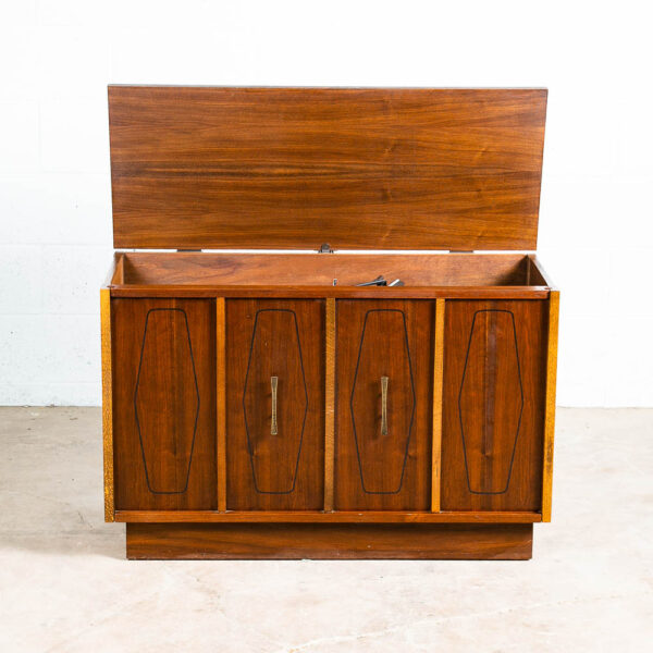 Mid Century Modern Credenza Stereo Console Symphonic Walnut Record Player Wood - Image 3