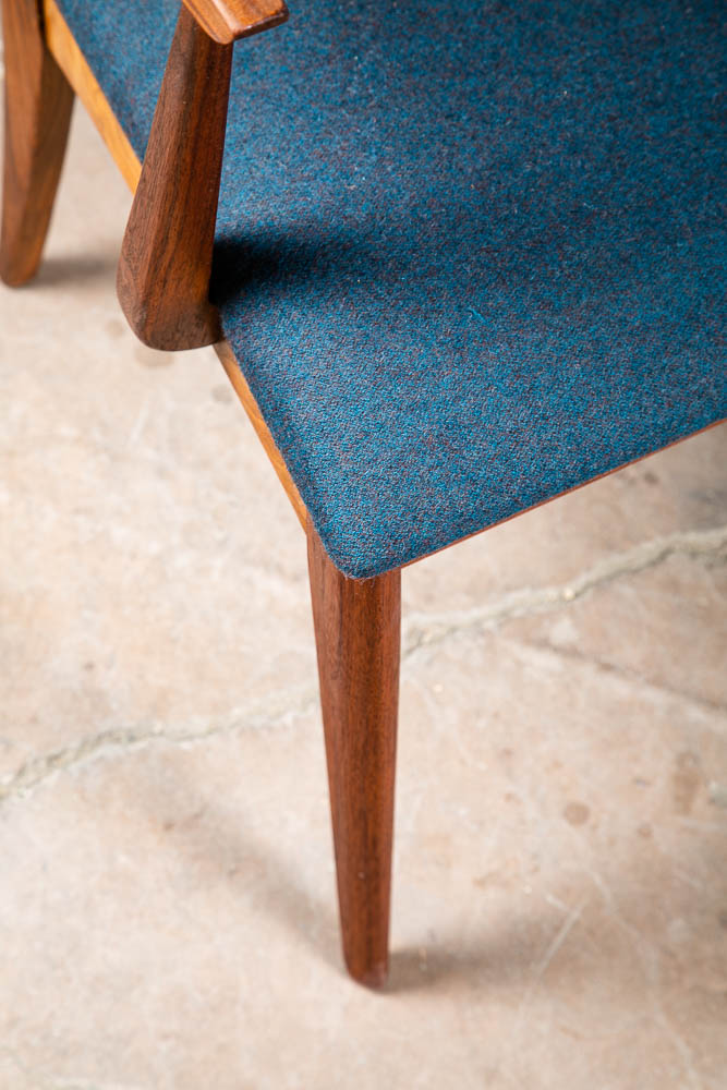 Mid Century Modern Dining Chairs 6 Drexel Collection Blue Solid Walnut Vintage - Image 8
