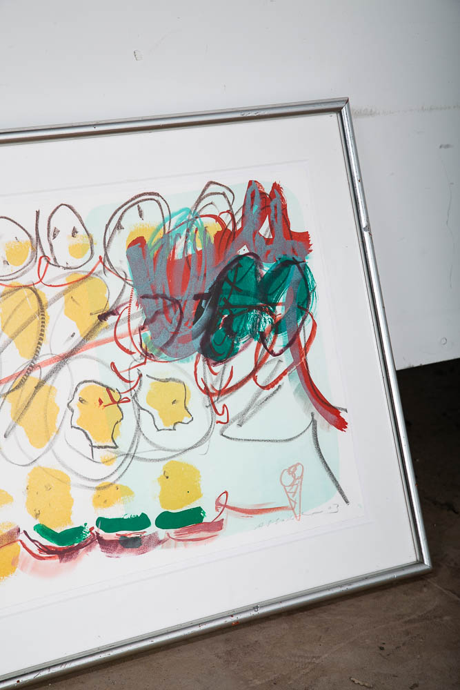Mid Century Modern Art Serigraph Abstract Faces #53/120 Signed Yellow Green Red - Image 5