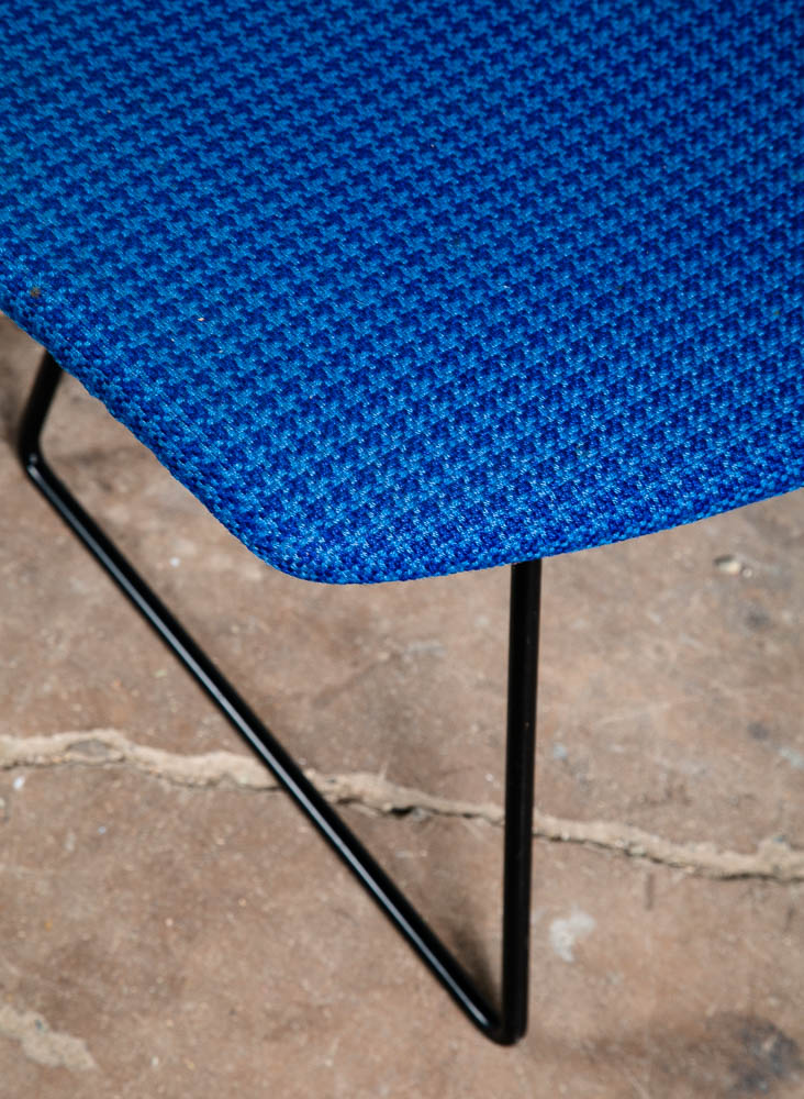 Mid Century Modern Lounge Chair Harry Bertoia Knoll Bird Ottoman Blue Black Base - Image 9