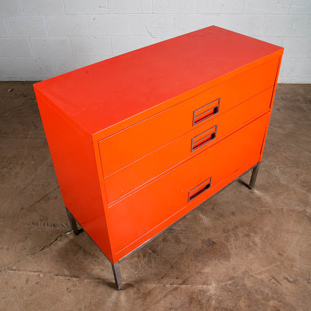 Mid Century Modern Dresser Chest Metal Solid Salmon Pink Red Steelcase Vintage - Image 7