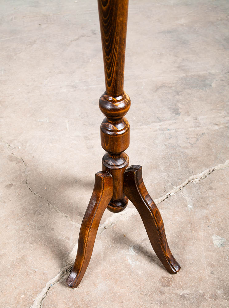 Antique Pedestal Plant Stand Torchere Solid Oak Side Table Smoking Round 3 Leg - Image 6