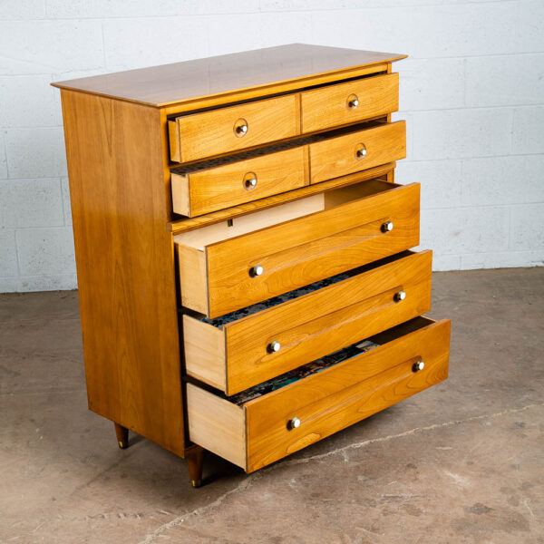 Mid Century Modern Highboy Dresser Solid Wood 5 Drawers LA Period Furniture Mcm - Image 4