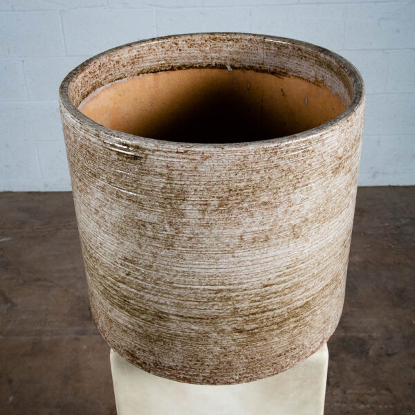 Mid Century Modern Planter AC-15 Grey Brown Large Gainey Ceramic Vintage Round - Image 2