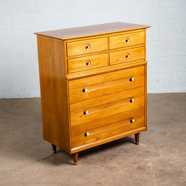Mid Century Modern Highboy Dresser Solid Wood 5 Drawers LA Period Furniture Mcm