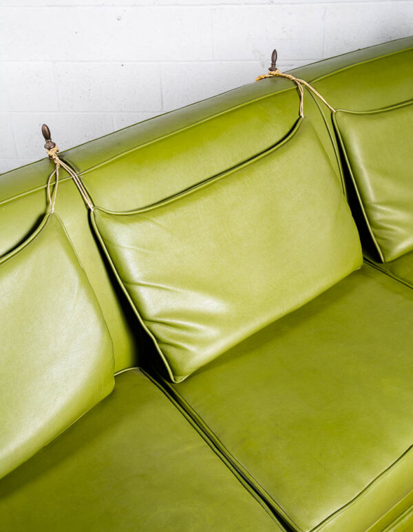 Mid Century Modern Curved Sofa Couch Custom Curved Daybed Avocado Green L Mcm - Image 9