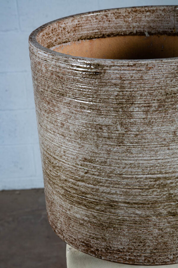 Mid Century Modern Planter AC-15 Grey Brown Large Gainey Ceramic Vintage Round - Image 3