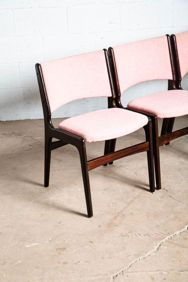Mid Century Danish Modern Dining Chairs Set 4 Johannes Andersen Salmon Pink Mcm - Image 8