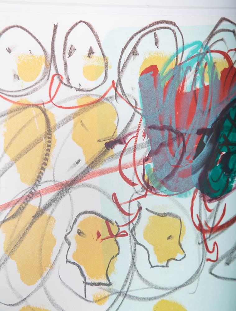 Mid Century Modern Art Serigraph Abstract Faces #53/120 Signed Yellow Green Red - Image 6