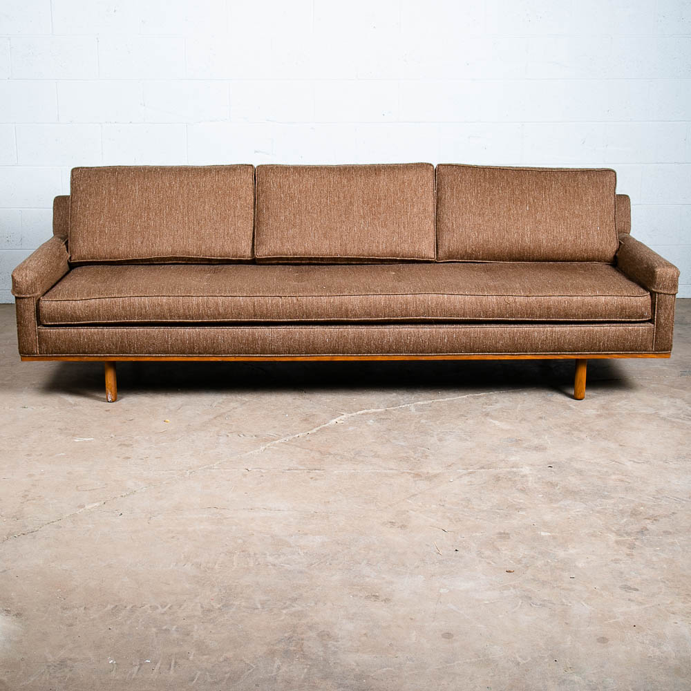 Mid Century Modern Sofa Couch Solid Walnut 3 Seater Brown Harvey Probber Tufted - Image 2