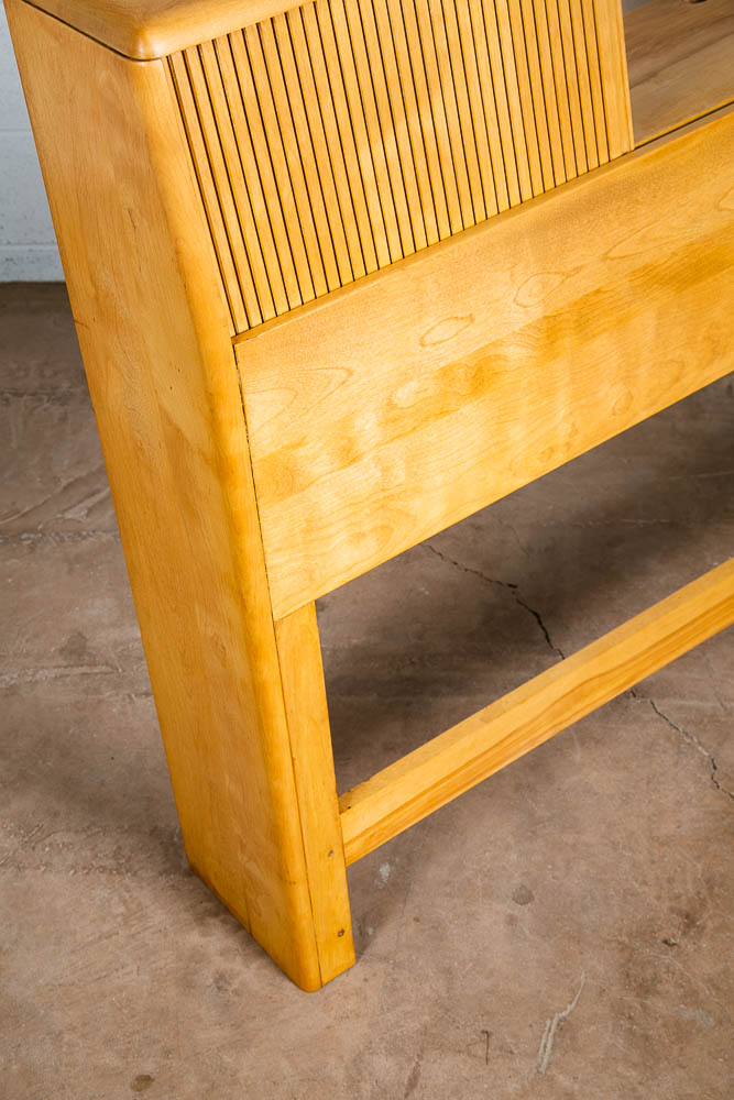 Mid Century Modern Headboard Bed Frame Full Heywood Wakefield Blonde Tambour Storage - Image 8