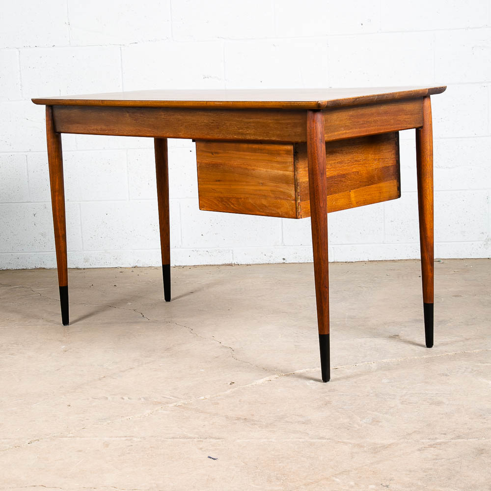 Mid Century Modern Desk Solid Walnut Executive Office Ace Hi 3 Drawer Floating - Image 6