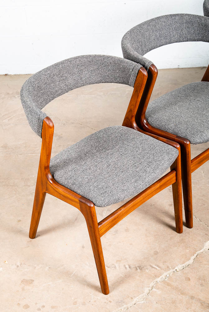 Mid Century Danish Modern Dining Chairs Set 4 Kai Kristiansen Fire Grey Teak Mcm - Image 8
