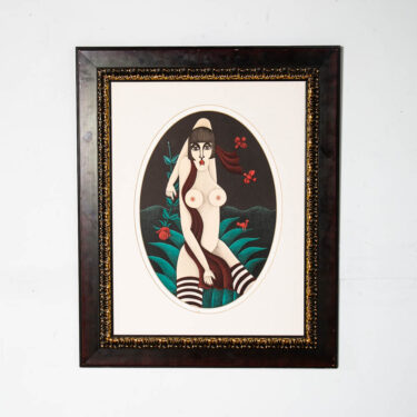 Mid Century Modern Art Print Serigraph Nude Woman Signed Framed Paint 26x33 Mcm