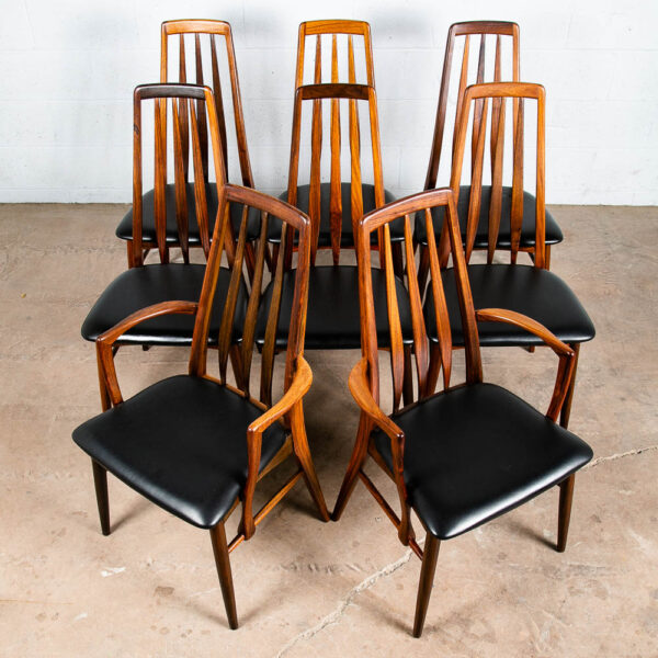 Mid Century Danish Modern Dining Chairs Set 8 Kofoed Eva Armchairs Rosewood Mcm - Image 2