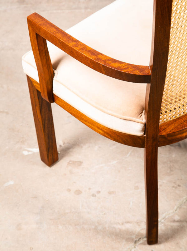 Mid Century Modern Dining Chairs Set 6 Captain Cane High Back Vintage Peach Tan - Image 9