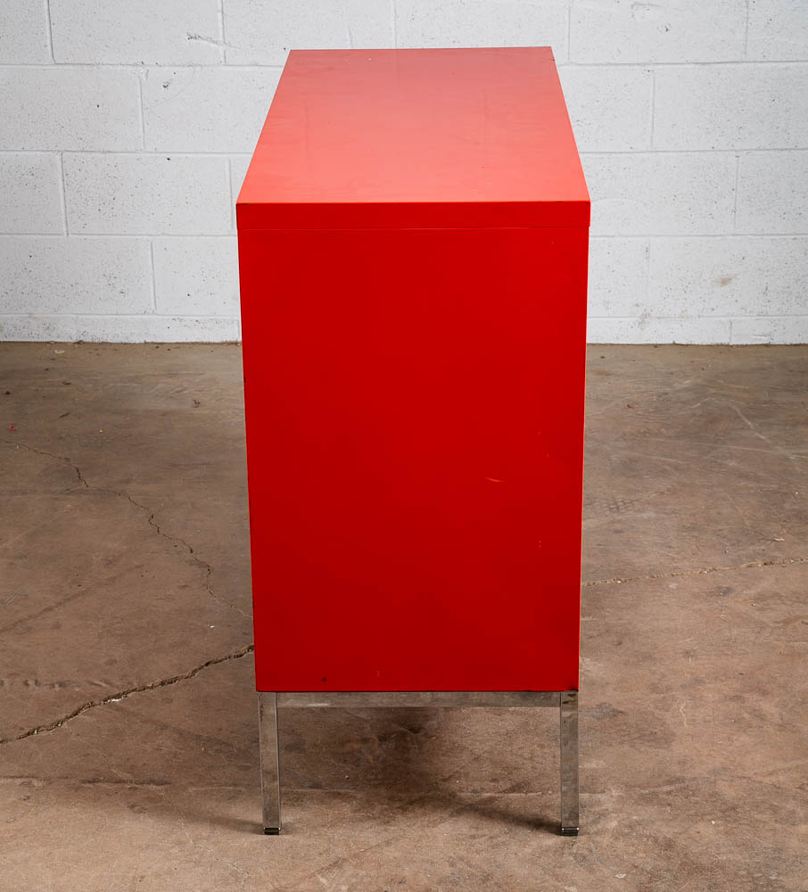 Mid Century Modern Dresser Chest Metal Solid Salmon Pink Red Steelcase Vintage - Image 3