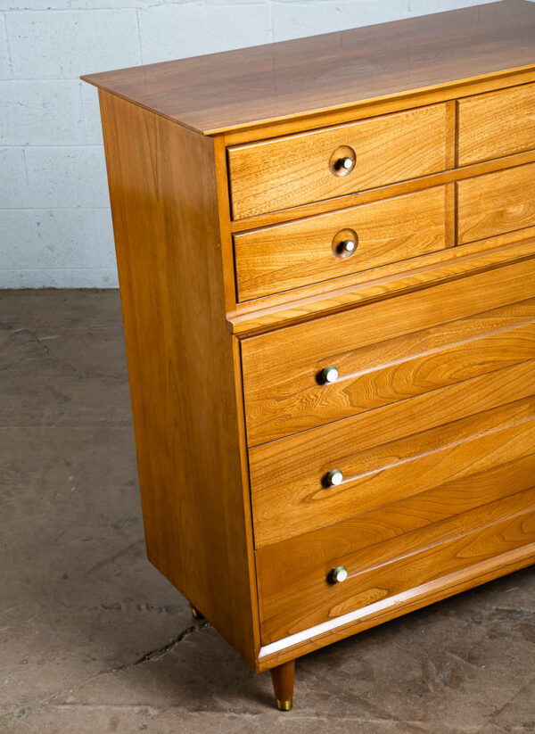 Mid Century Modern Highboy Dresser Solid Wood 5 Drawers LA Period Furniture Mcm - Image 7