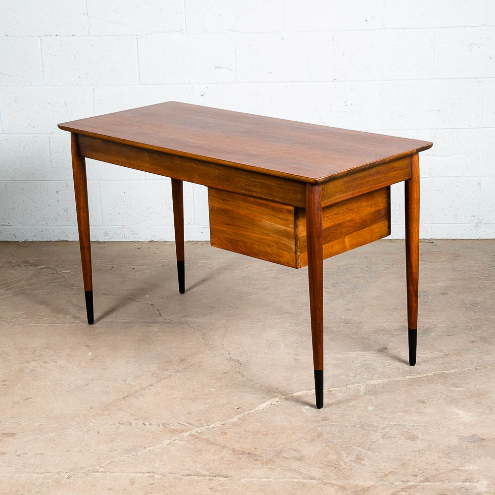 Mid Century Modern Desk Solid Walnut Executive Office Ace Hi 3 Drawer Floating - Image 5