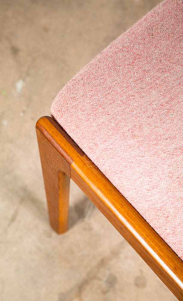 Mid Century Danish Modern Dining Chairs Set 4 Teak Wood Salmon Peach Vintage Mcm - Image 10